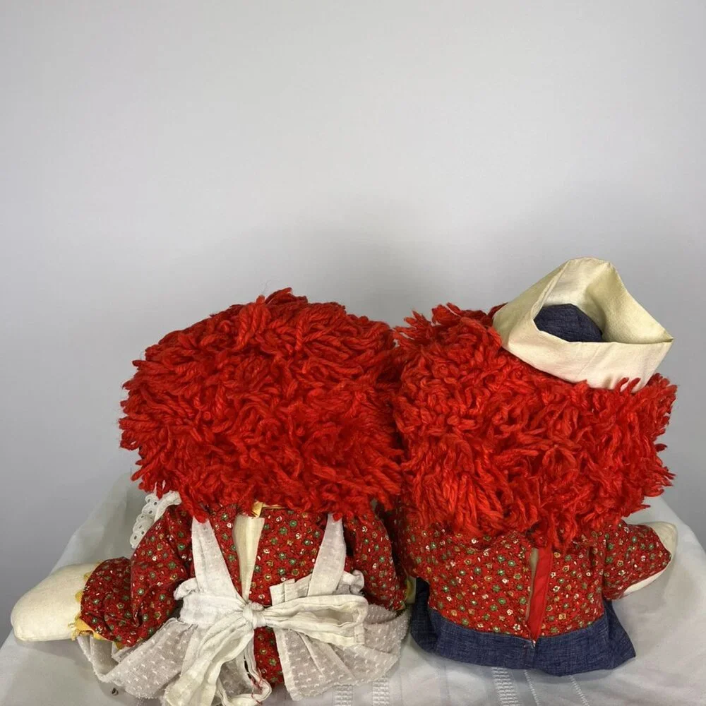 Vintage 60s 70s Raggedy Ann & Andy Plush Dolls Knickerbocker 26